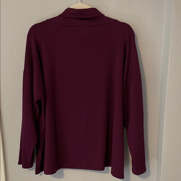 Eileen Fisher Rich Burgundy Long Sleeve Top - Picture 2 of 9